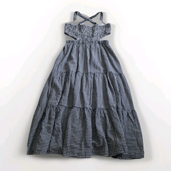 American Eagle Dress Womens XL Black White Gingham Tiered Smocked Cutout Cottage - Picture 12 of 14